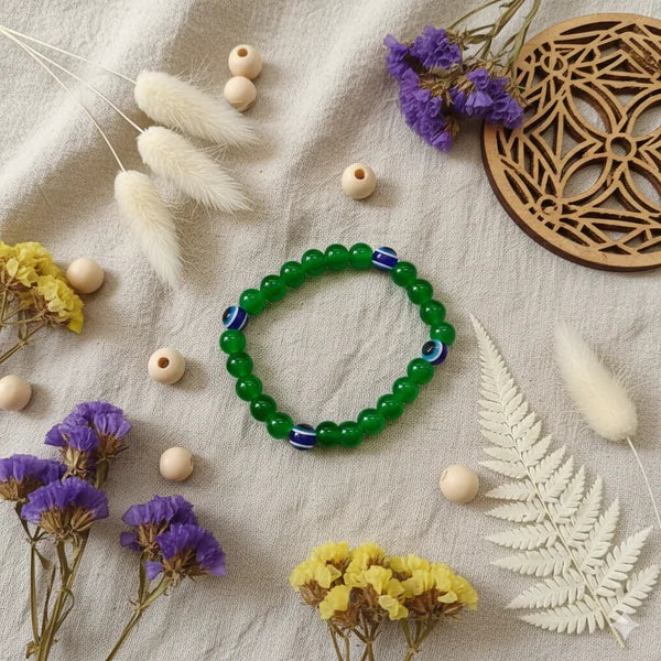 Green Evil Eye Bracelet – Protective Charm with Comfortable Fit