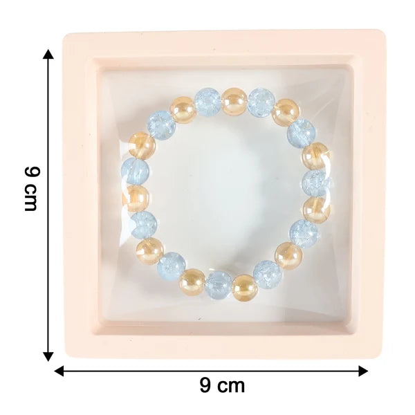 Dual-Tone Crystal Beaded Stretch Bracelet – Elegant Slip-On Design