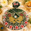 Designer Laddu Gopal Poshak – Emerald Green with Peacock Pattern