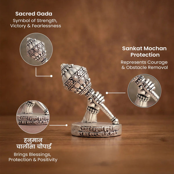 Siddh 999 Silver Plated Hanuman Gada Idol