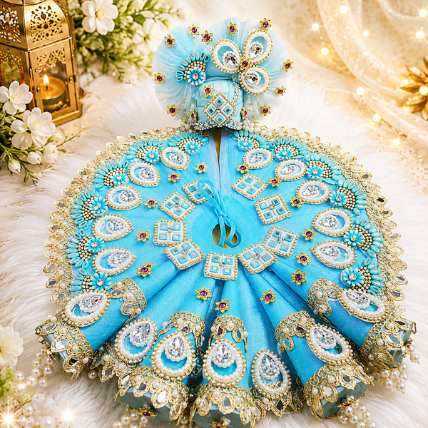 Designer Laddu Gopal Poshak – Sky Blue Royal Collection