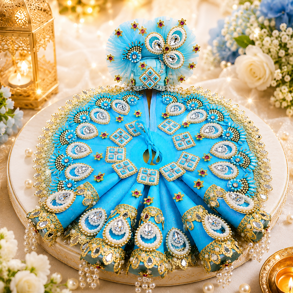 Designer Laddu Gopal Poshak – Sky Blue Royal Collection