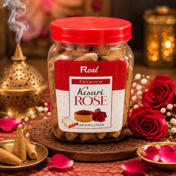 Premium Kesari Rose Dhoop Cones