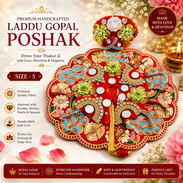 Designer Laddu Gopal Poshak – Royal Red Floral