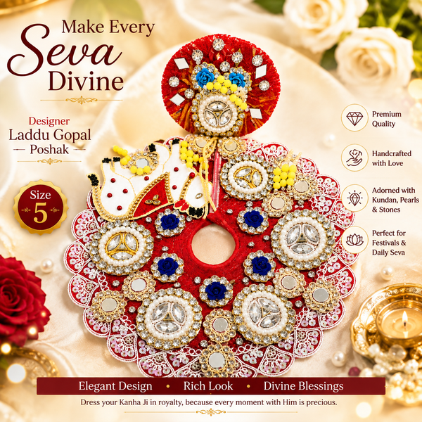 Designer Laddu Gopal Poshak – Royal Red