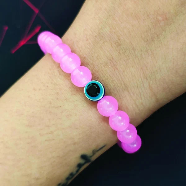 Pink Evil Eye Bracelet – Stylish Protection with Elegant Beads