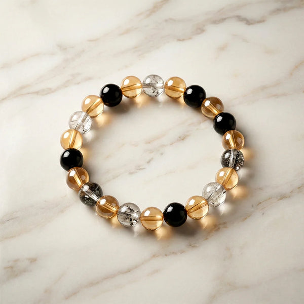 Dual-Tone Crystal Beaded Stretch Bracelet