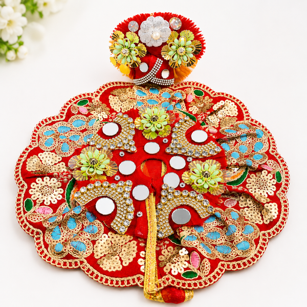 Designer Laddu Gopal Poshak – Royal Red Floral