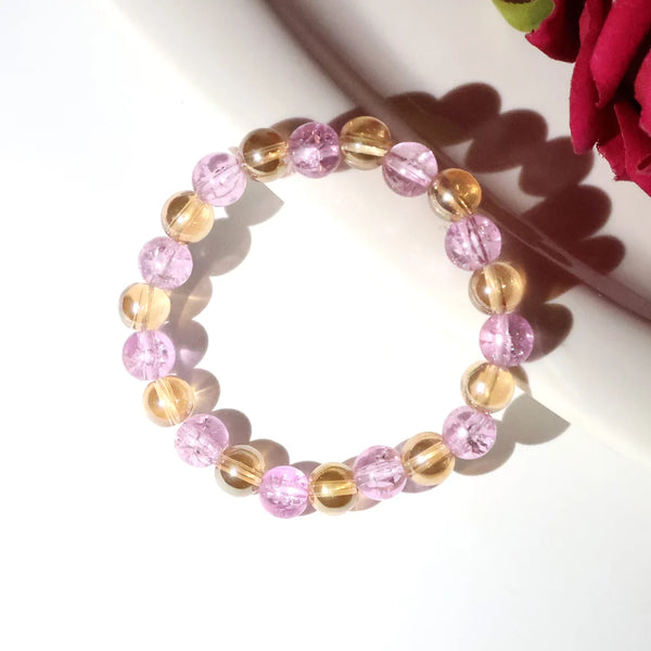 Dual-Tone Crystal Beaded Stretch Bracelet – Elegant & Comfortable