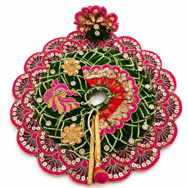 Designer Laddu Gopal Poshak – Emerald Green & Rani Pink