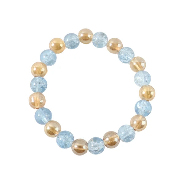 Dual-Tone Crystal Beaded Stretch Bracelet – Elegant Slip-On Design