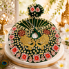 Designer Laddu Gopal Poshak – Emerald Green with Peacock Pattern
