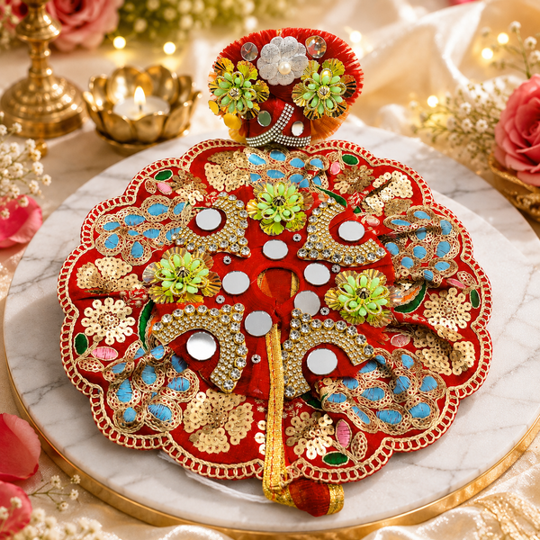 Designer Laddu Gopal Poshak – Royal Red Floral
