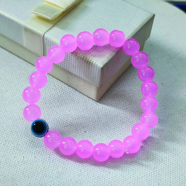 Pink Evil Eye Bracelet – Stylish Protection with Elegant Beads