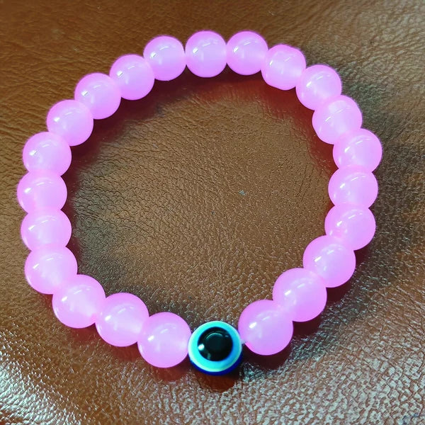Pink Evil Eye Bracelet – Stylish Protection with Elegant Beads
