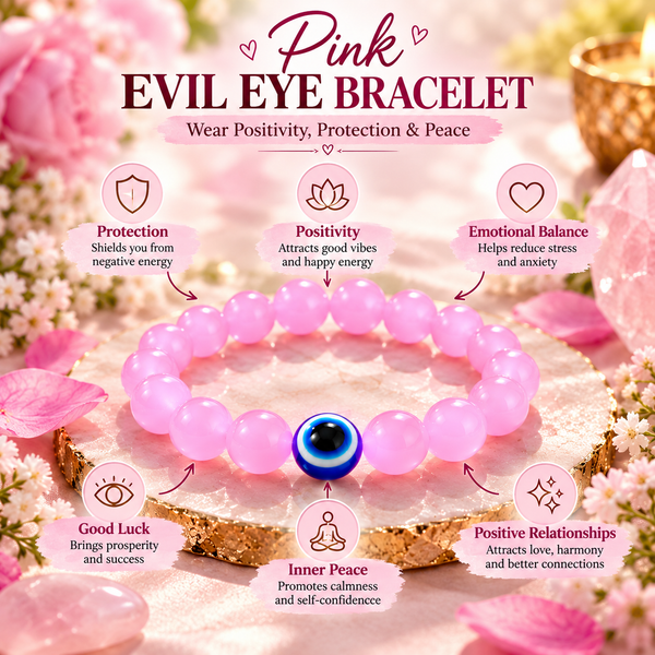 Pink Evil Eye Bracelet – Stylish Protection with Elegant Beads