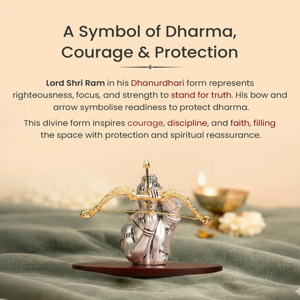 999 Silver Plated Shri Ram Dhanurdhari Idol